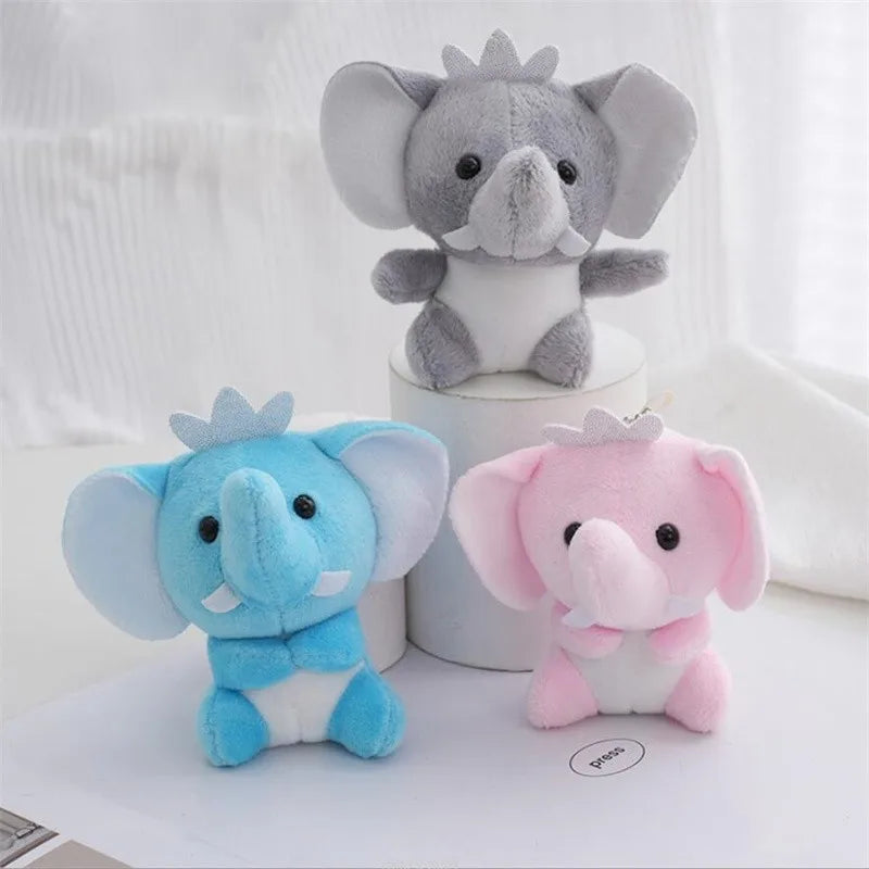 10CM New Elephant Plush Toys Holiday Gift Cute Animal Stuffed Pendant Doll For Girls&Boys Backpack Keychain 3 Color