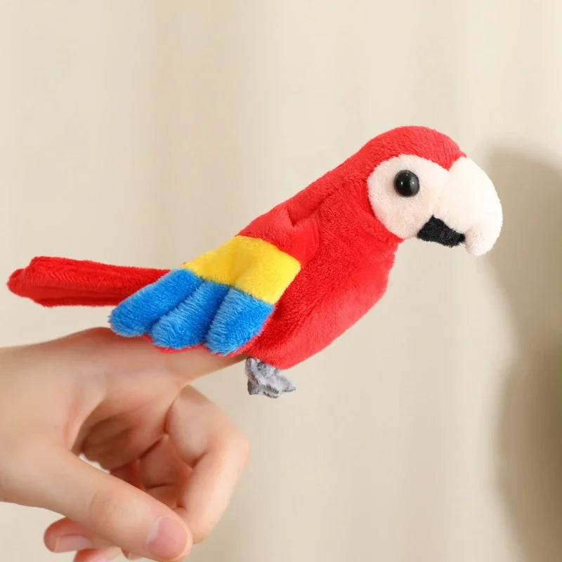 Cute Cartoon Animal Plush Hand Finger Puppet Toys Soft Mini Lifelike Parrot Peacock Shark Octopus Toys Funny Finger Game Props