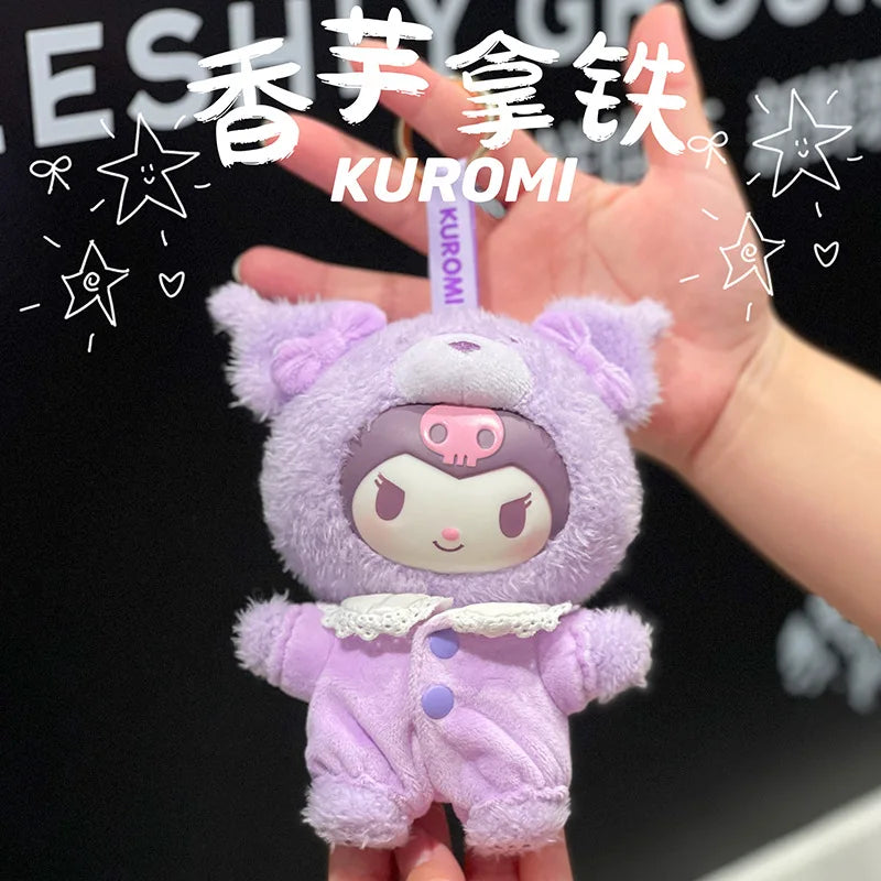 Creative Cartoon Kuromi Hello Kitty Plush Pendant Doll Sanrio Family Latte Baby Cute Keychain Toy Cool Lommy Doll Girls Gift Toy
