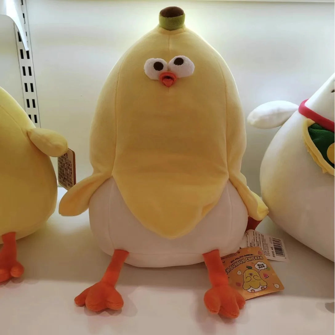 Hot Internet Celebrity Lovely Cartoon Banana Chicken Pillow Soft Stuffed Toy Fruit Chick Doll Sofa Cushion Home Decor Kids Gifts