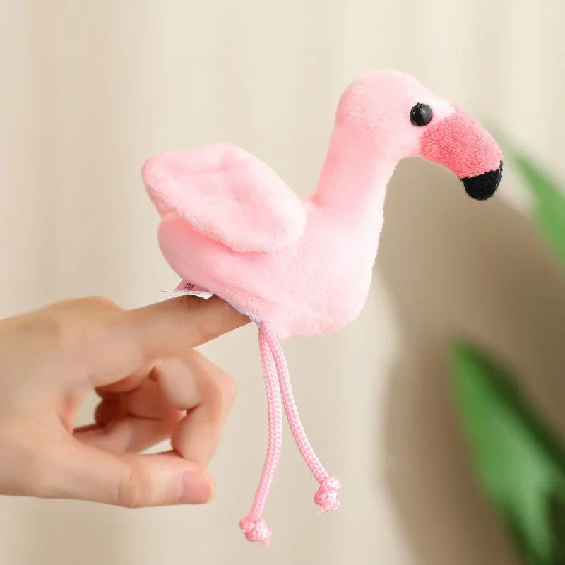 Cute Cartoon Animal Plush Hand Finger Puppet Toys Soft Mini Lifelike Parrot Peacock Shark Octopus Toys Funny Finger Game Props
