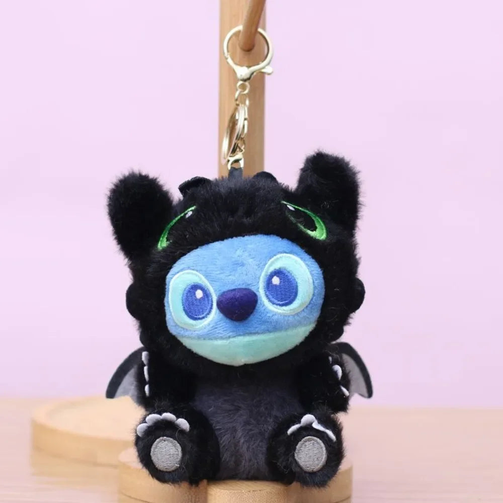 Disney New Transforming Black & White Bat Stitch Plush Toy - 13cm Cute Stuffed Animal, Soft Cuddly Companion for Bags/Keys, Gift for Disney Fans