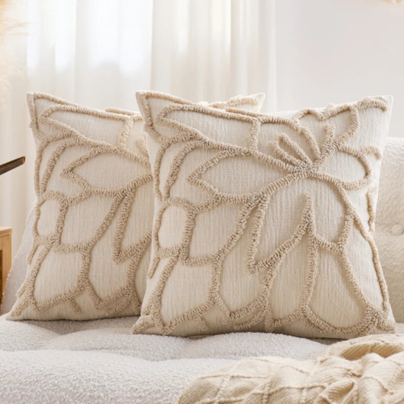 Boho Chenille Throw Pillow Cover Luxury Floral Tufted Cushion Cover Farmhouse Pillowcase For Home Sofa Living Room Bed Decor