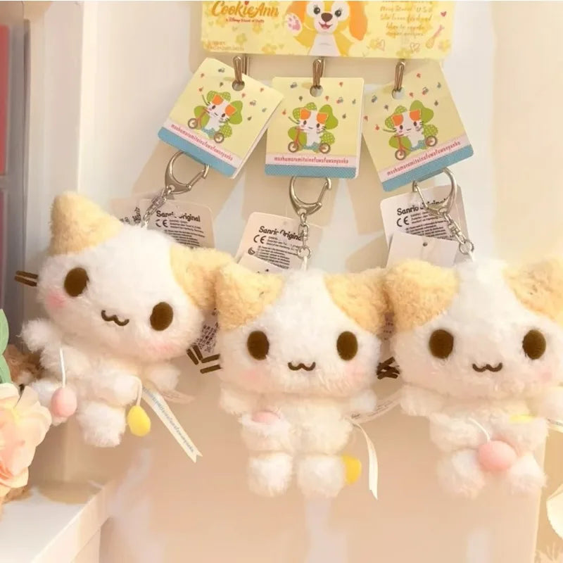Masyumaro Fluffy Fuwa Nyanko Cat Plush Keychain Keyring Keyholder Cartoon Kawaii Cute Bag Keychains Mascot Charm Key Chain