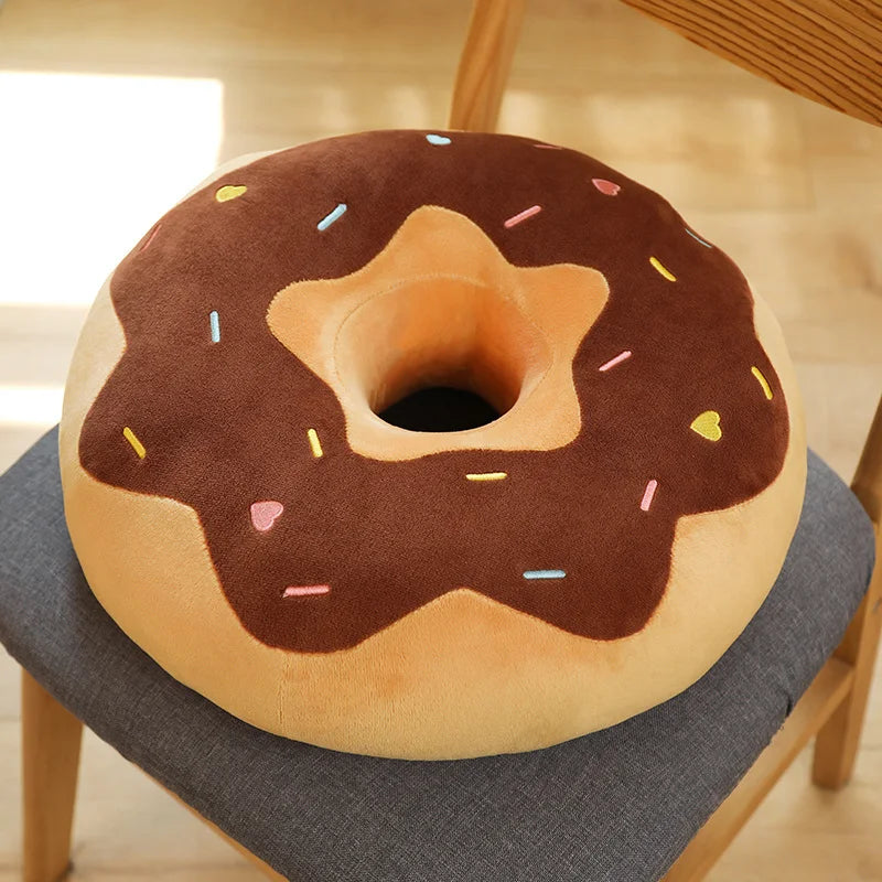 Kawaii 42cm Simulation Cartoon Fried Doughnut Plush Throw Pillow Cute Soft Stuffed Food Sweet Doll Toys Birthday Gifts Decor