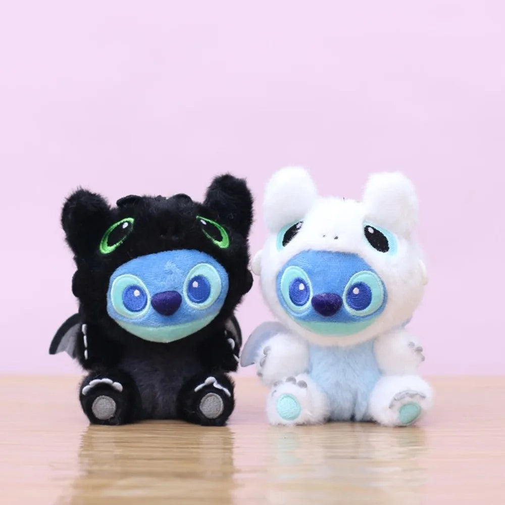 Disney New Transforming Black & White Bat Stitch Plush Toy - 13cm Cute Stuffed Animal, Soft Cuddly Companion for Bags/Keys, Gift for Disney Fans