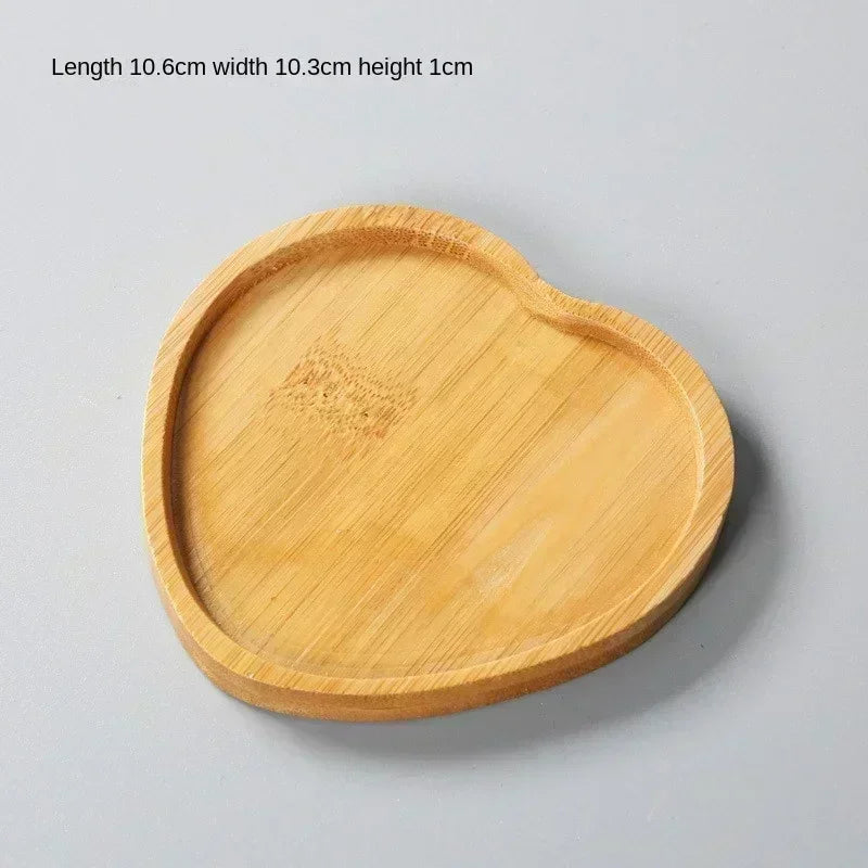 Natural Bamboo Plant Saucer and Mini Decorative Tray, Choice of Round, Oval, Heart, Square and Rectangle Styles