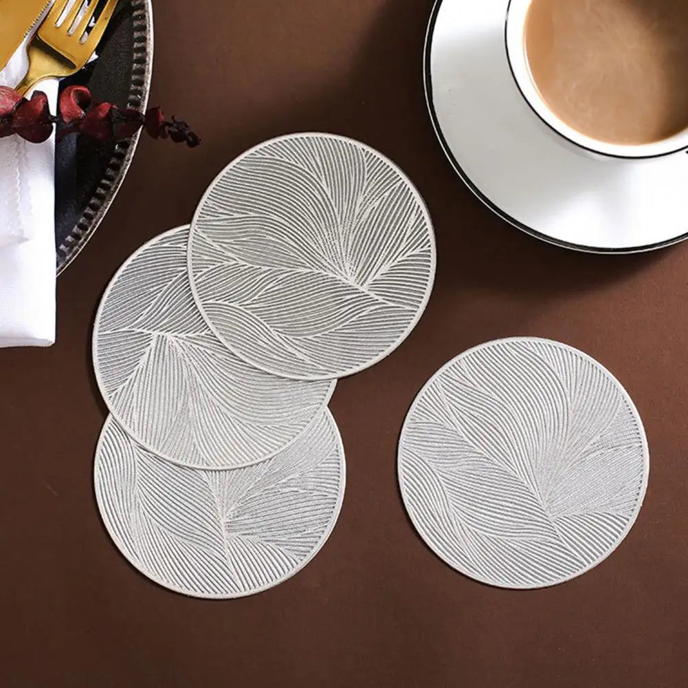 Metallic Tone PVC Drink Coaster, 10 cm Round Cup Mat in Warm Gold, Silver or Rose Gold for Coffee Tables and Everyday Dining