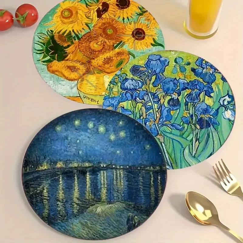Whimsical Floral Wooden Drink Coaster Set of 6 for Coffee Tables Colorful Kitchen Decor and Gift Giving