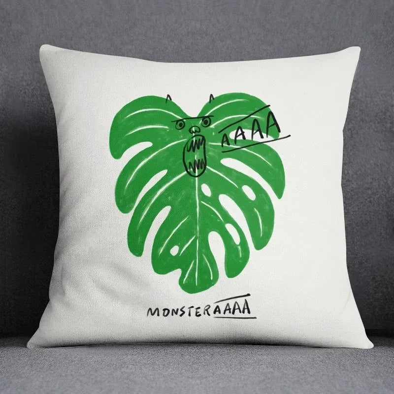Modern Green Leaf Series Double Sided Pillowcase, Nature Style Decorative Cushion Cover for Sofa, Insert Not Included