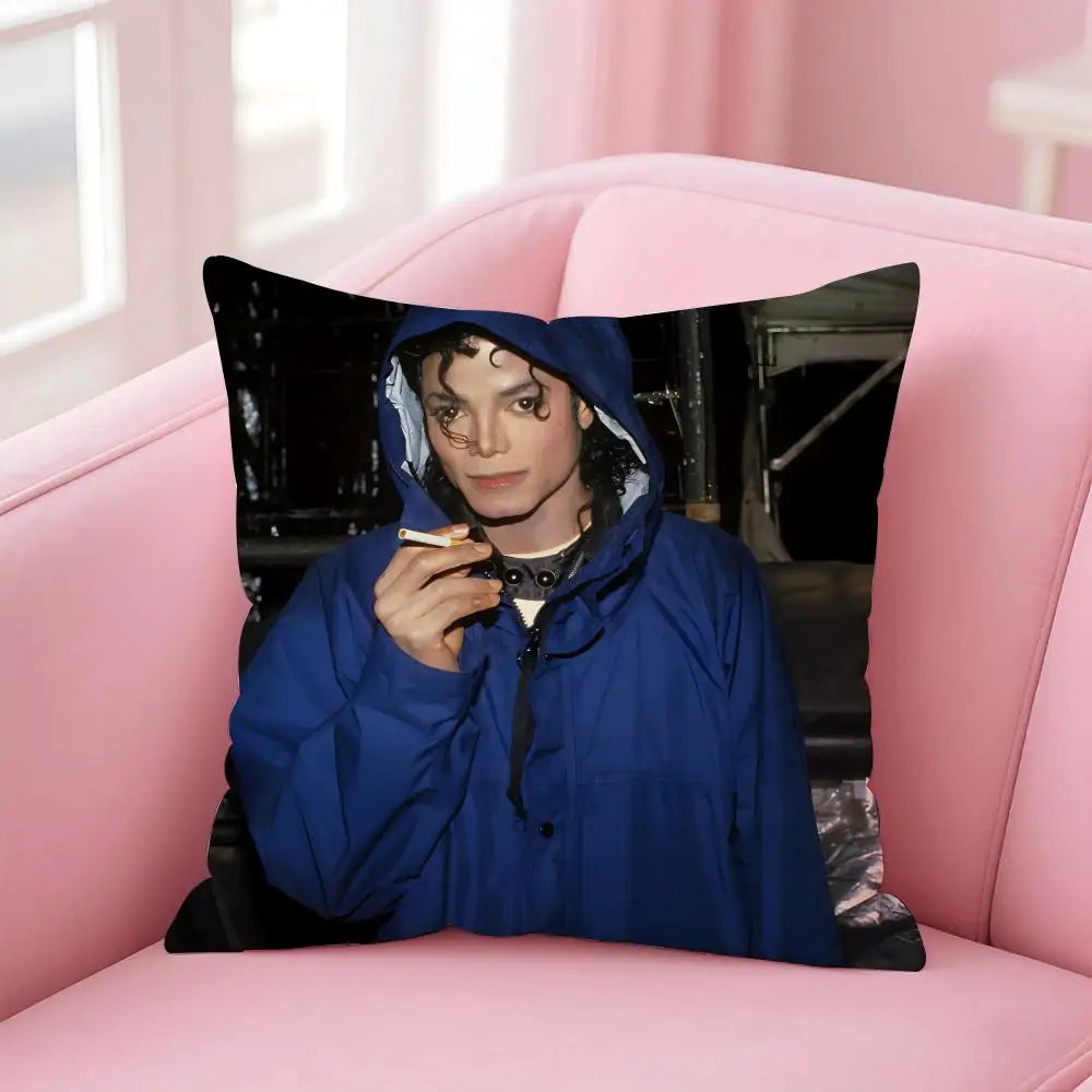 M-Michael J-Jackson Cushion Cover Linen Pillowcase Cover Soft Decor for Sofa Home Room