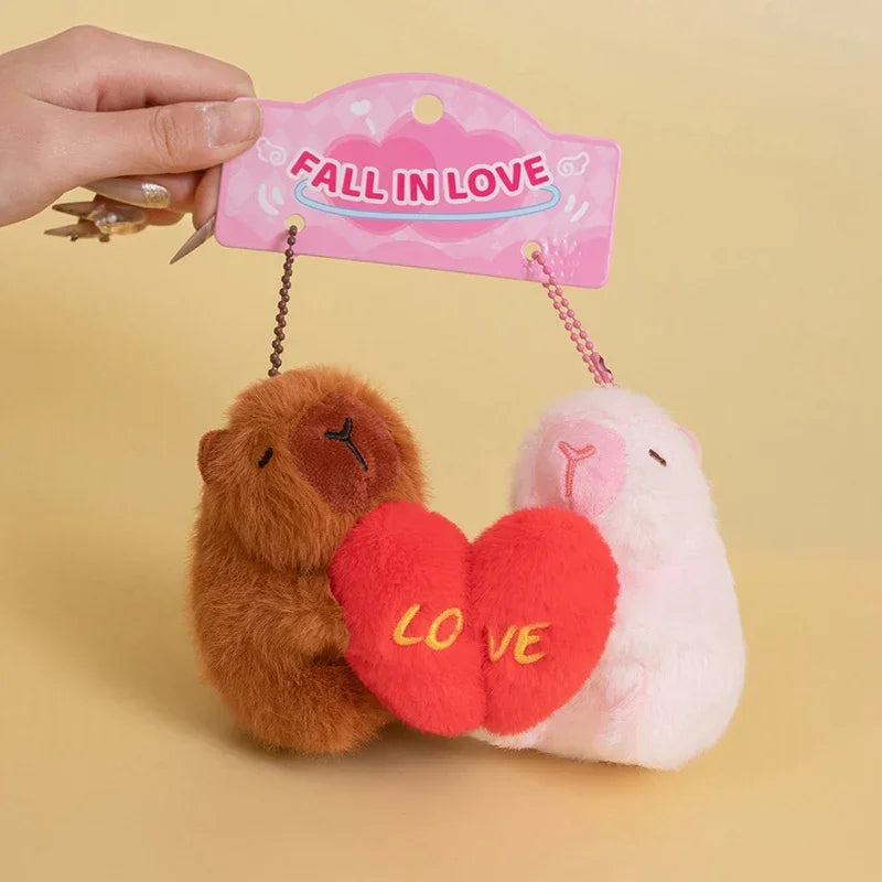 Kawaii Animal Capybara Hold Heart Plush Toys Lovely Couple Capybara Stuffed Animal Funny Doll Perfect Birthday Gift For Lovers