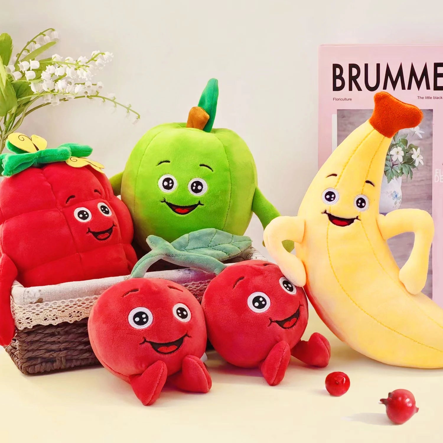 Ultra-Soft Fruit-Like Plush Toys: Apple & Banana Pillows - Ideal for Home Decor, Crane Machine Prizes & Holiday Gifts