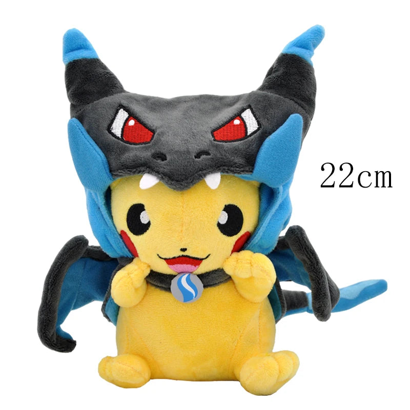 Cosplay Pikachu Pokemon Plush Eevee Charizard Snorlax Garchomp Tyranitar Hydreigon Ampharos Stuffed Doll Toy For Kid Miniso Gift