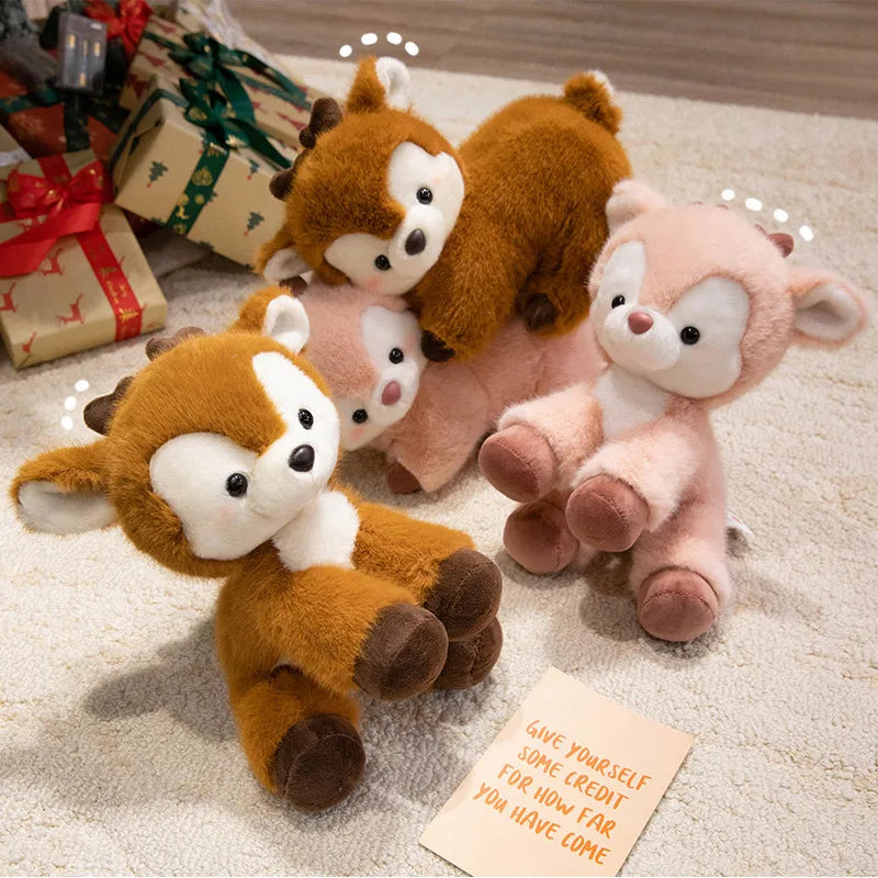 16/30cm Adorable Well-behaved Lie Prone Deer Plush Toys Lovely ‌Fallow Deer Stuffed Soft Desktop Pets Girls Boys Birthday Gifts