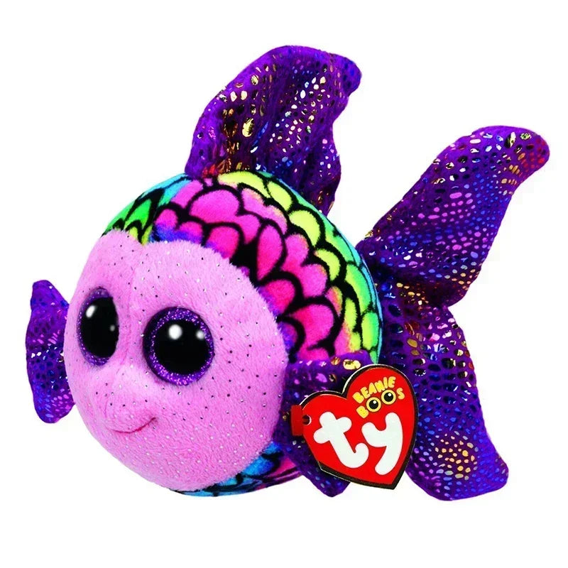 15cm Ty Big Eye Beanie Animals Plush Slick Fox Ferdinand Locky Axolotl  Dexter Icy Seal Heather Cat Children Toy Holiday Gift