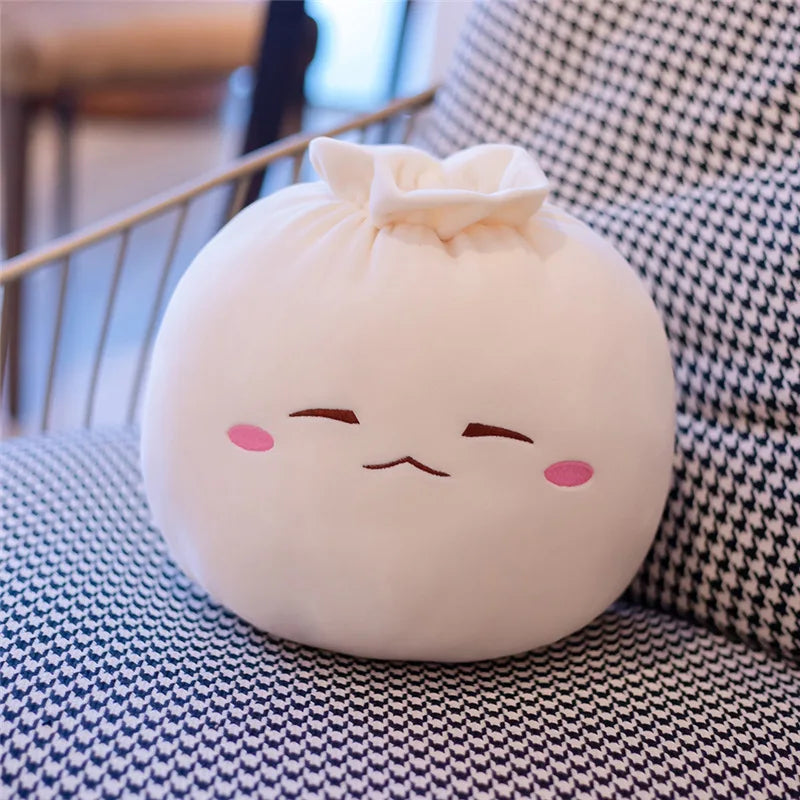 Cute Plush Steamed Stuffed Bun Cartoon Lifelike Emotional Bao Zi Plush Chinese Food Pillow Cushion Kids Toys
