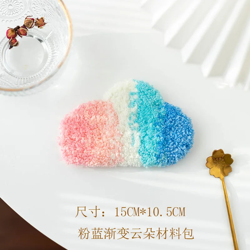 Three Dimensional Floral Punch Needle Coaster Craft Kit for Beginners Handmade Mug Rugs