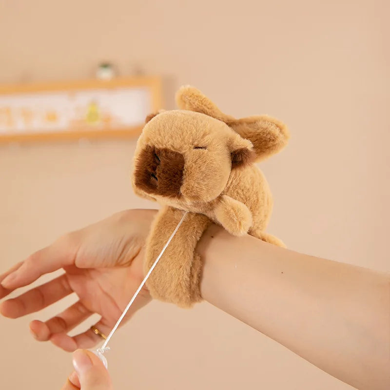 Capybara Plush Snap Bracelet With Pullable Wings Vibrating Keychain Kawaii Animal Toy For Bags Wholesale Cute Gift For Friends