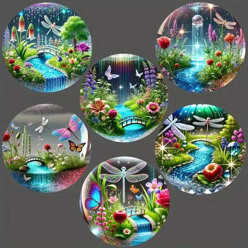 Dreamy Landscape Wooden Coaster Set of 6, 10 cm Printed Scenic Drink Mats for Coffee Tables, Tea Cups and Quiet Home Decor