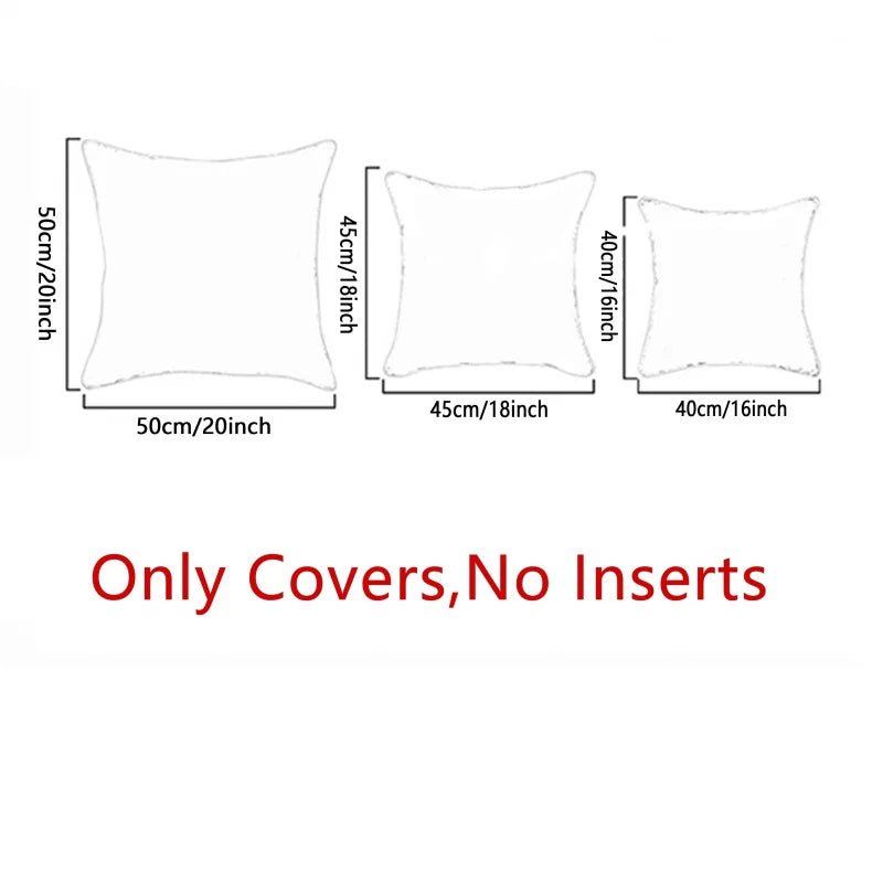 VIKAMA 4-Piece Blue And Gray Bohemian Pillowcases Mid-Century Modern Minimalist Decor For Living Room Seating