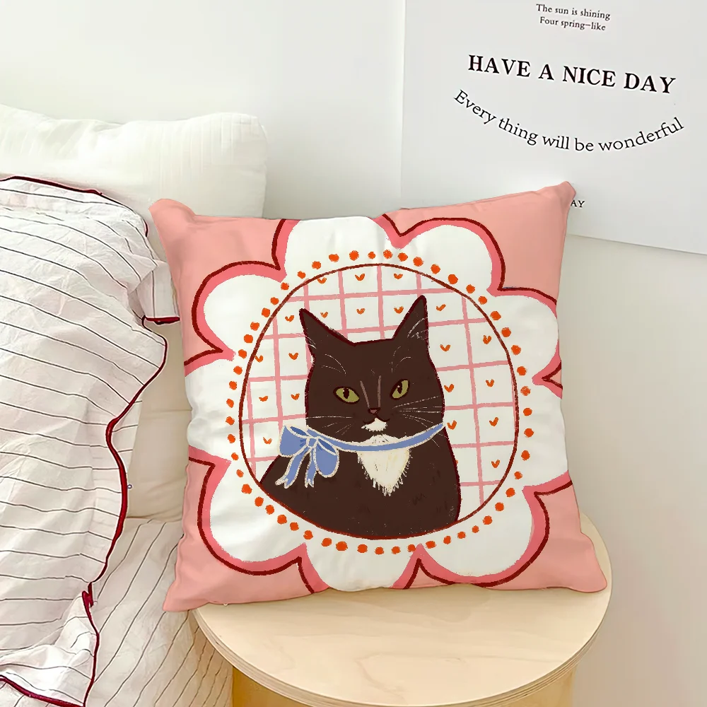 Portrait Cats & Bows Printed Pillow Cover
