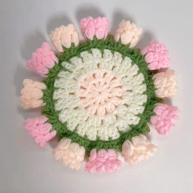 Bellflower Crochet Style Drink Coaster for Coffee Tables Kitchen Decor and Thoughtful Gifts