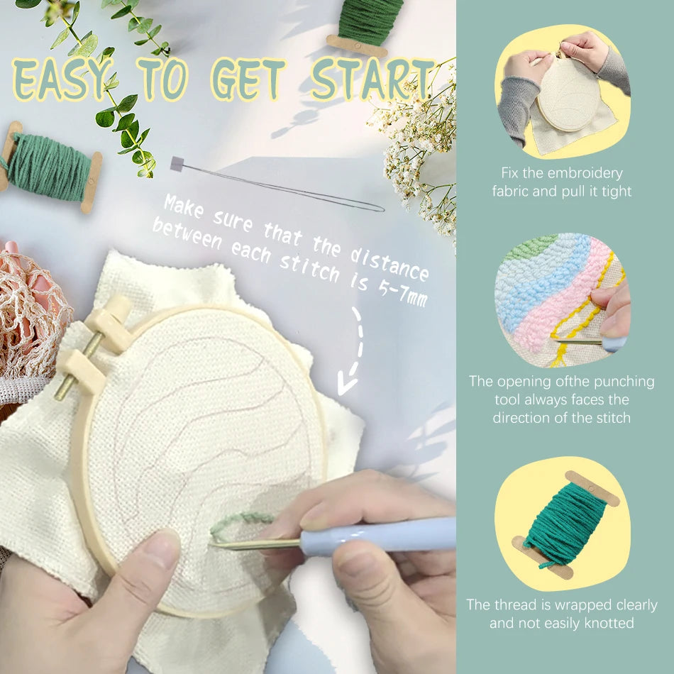 Beginner Punch Needle Coaster Craft Kit for Handmade Tufted Mug Rugs and Cozy Home Decor