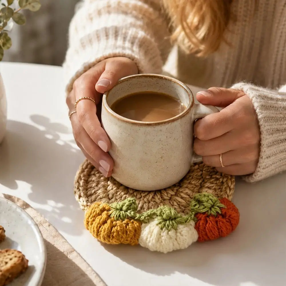 Handmade Crochet Animal Coaster, Cotton Cup Mat for Coffee Tables, Cute Frog Duck Turtle and Woodland Animal Desk Decor