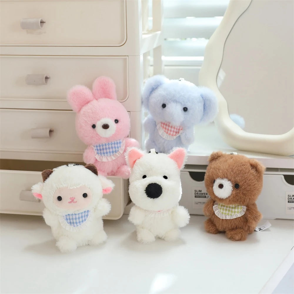 Cartoon Plush Animal Keychain Mini 8 Animal Little Bear Rabbit Penguin Chicken Stuffed Plush Pendant Toy Decorate Gift