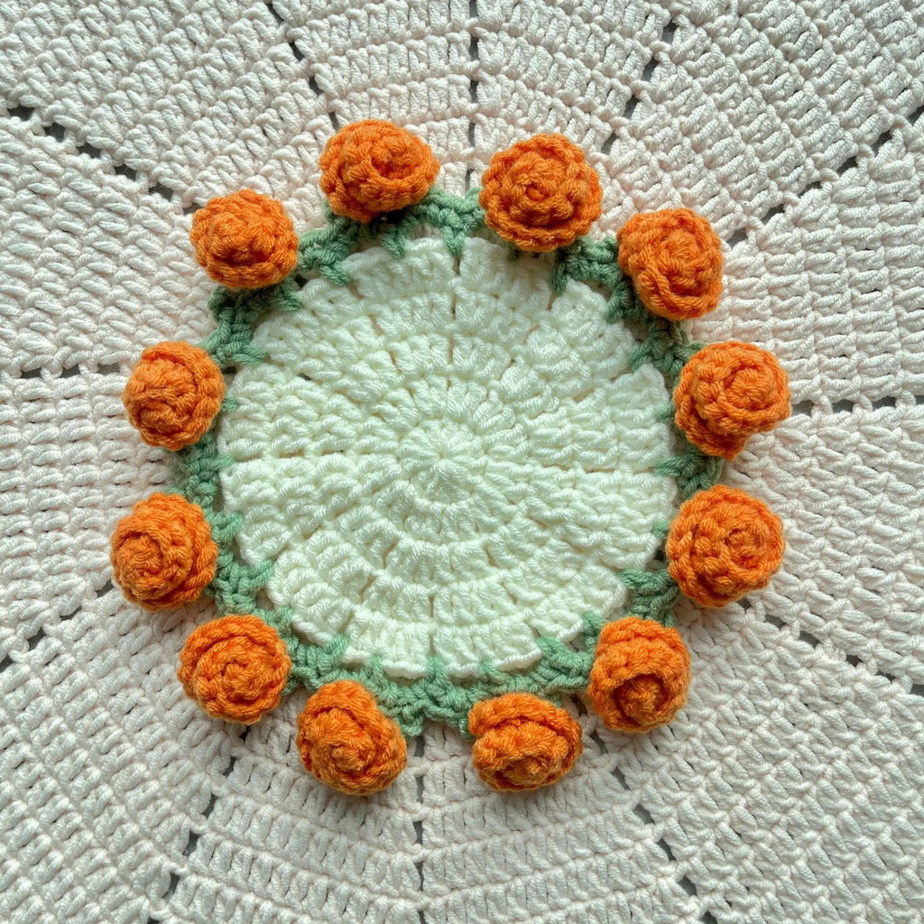 Bellflower Crochet Style Drink Coaster for Coffee Tables Kitchen Decor and Thoughtful Gifts