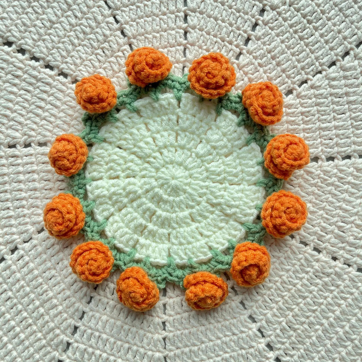 Bellflower Crochet Style Drink Coaster for Coffee Tables Kitchen Decor and Thoughtful Gifts