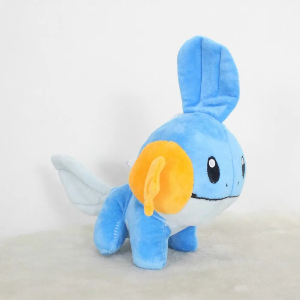 Pokemon Mudkip Plush Toy - 23cm Cute Water Type Pokemon Stuffed Animal with Healing Quotes, Soft Kawaii Plushie for Kids & Fans