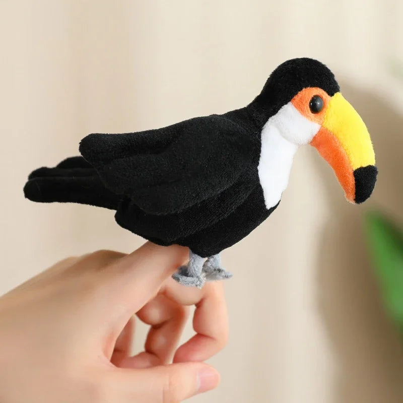 Cute Cartoon Animal Plush Hand Finger Puppet Toys Soft Mini Lifelike Parrot Peacock Shark Octopus Toys Funny Finger Game Props