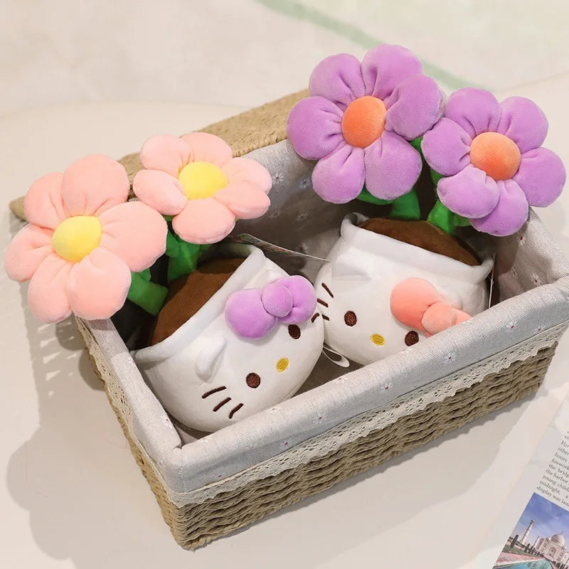 23CM Hello Kitty Plush Toys Soft Stuffed Animals Flower Bouquets Christmas Birthday Christmas Graduation Gifts