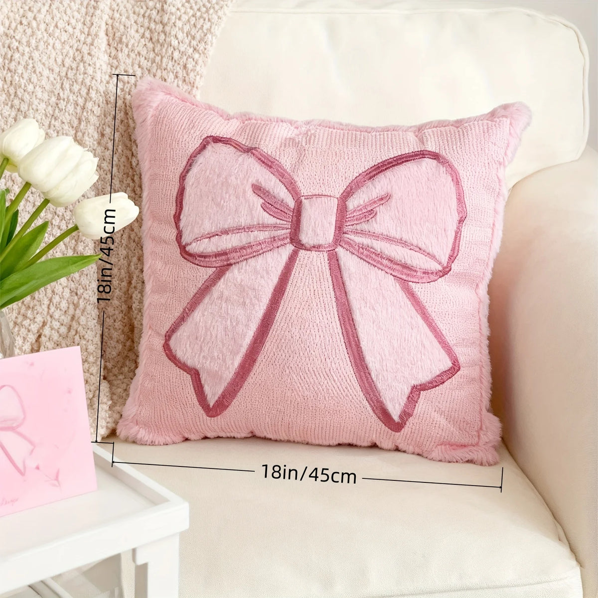 Blush Bow Pillow Covers – Set of 2