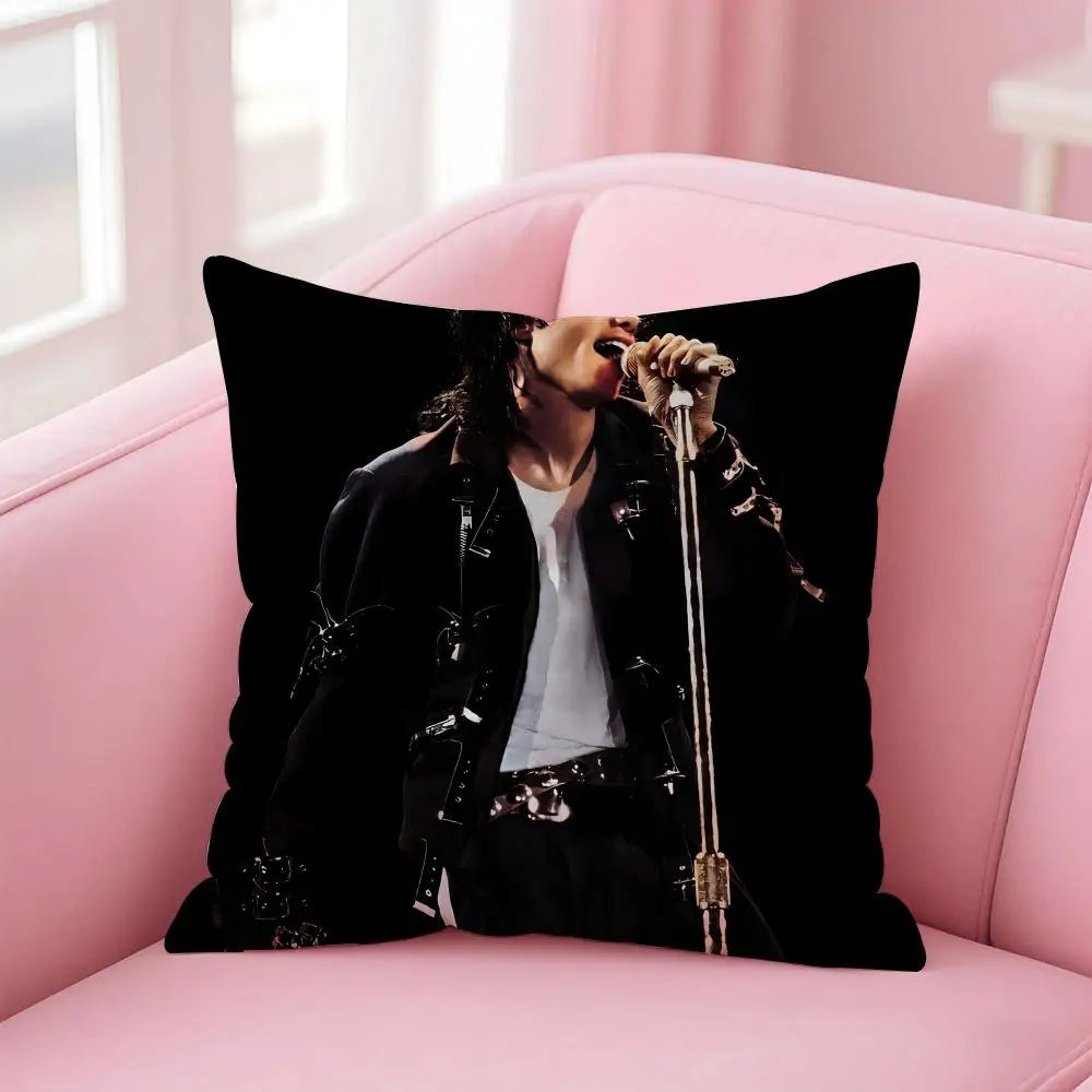 M-Michael J-Jackson Cushion Cover Linen Pillowcase Cover Soft Decor for Sofa Home Room