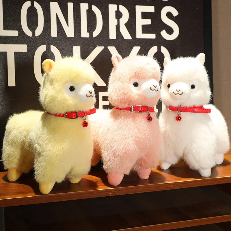New Cute Alpaca With Bell Plush Toy Cartoon Animals Soft Stuffed Dolls HomeDecor Gift For Holiday Birthday  Good quality