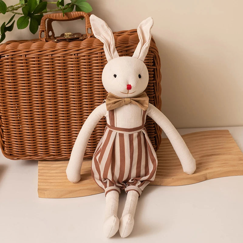 Stuffed Bunny Cloth Dress Toys Smoothing Toy for Infant  Cuddling sleep doll for Girls Handmade Diversity Brown Rabbit Plushie