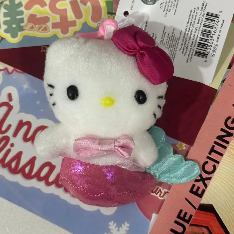 “Hello Kitty Black & White Plush Toy - Soft Stuffed Animal with Healing Quotes, Cute Cuddly Companion for Kids & Fans”