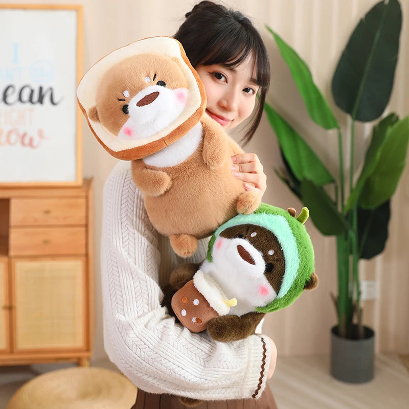 Kawaii Otter Plush Toy Lovely Otter Turn to Dinosaur Rabbit Unicorn Stuffed Doll Soft Cartoon Animal Pillow Birthday Gift