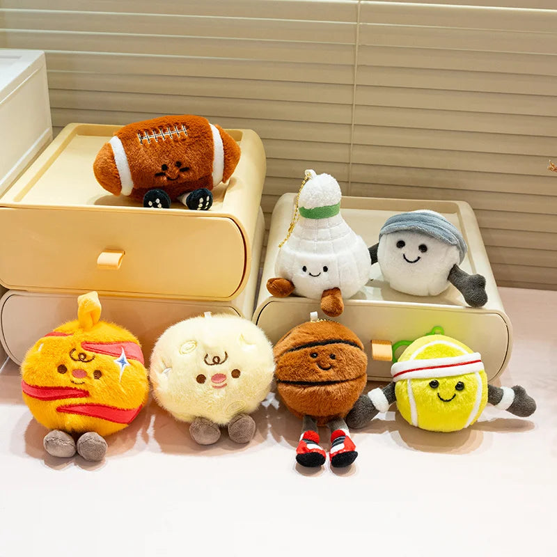 Cute and creative cartoon sports game ball pendant planet plush toy tennis doll fun claw machine
