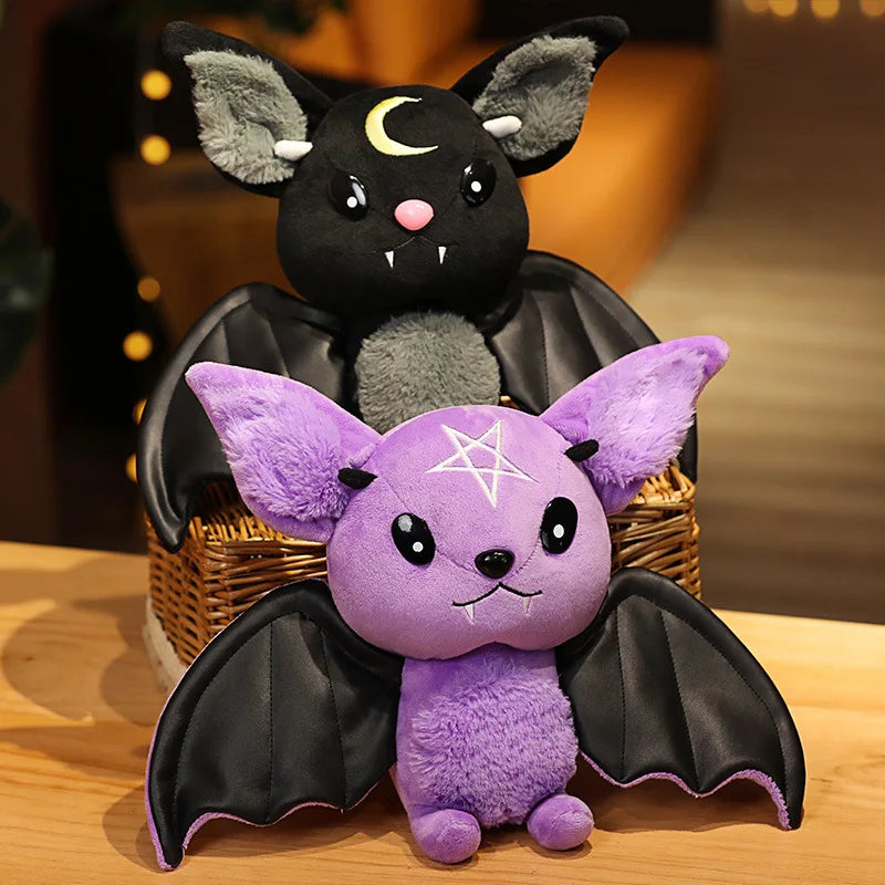 Dark Series Vampire Bat Plush Toy Gothic Style Pentacle Moon Bat Stuffed Doll Plush Toy Room Decoration Girl Boy Halloween Gift