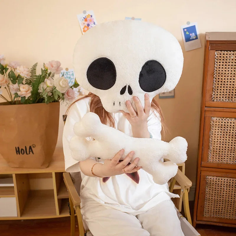 Horror Halloween Props Stuffed Skull Bone Plush Toy Human Skeleton Doll Monster Doll Halloween Creative Plush Decoration Gift