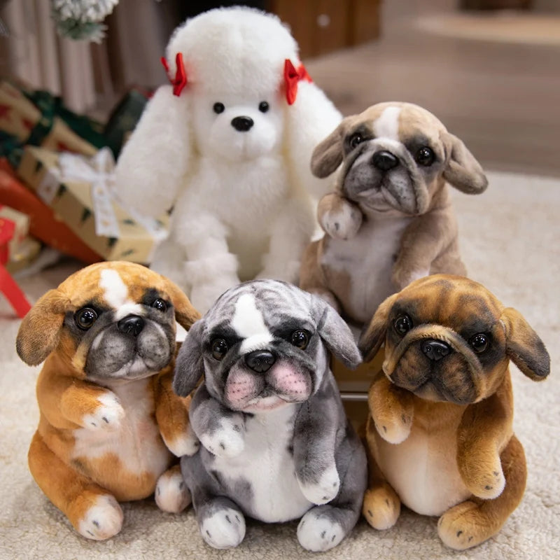 Hot Sale Realistic Sitting Poodle Pug Puppy Plush Toys Stuffed Doggy Cute Fluffy Plush Pet Room Decor Children Birthday Gift