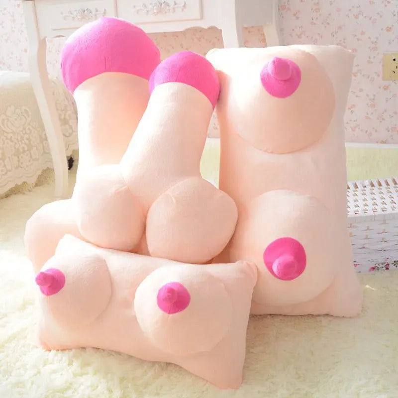 Funny Penis Plush Toy simulation Breast Stuffed Soft Dick Doll Real-life Penis Pillow Cushion Cute Sexy Toy Interesting Gift