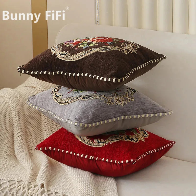 Folk-Custom Flowers Cushion Cover 45x45cm Embroidery Jacquard Decorations for Home Edging Pillow Cases Decora Cushions for Bed