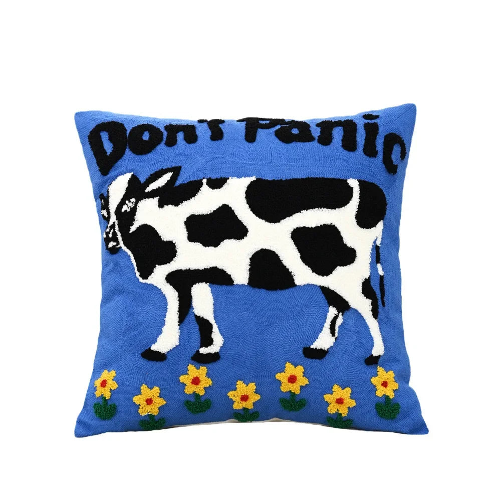 Color Pop Animal Embroidered Pillow Cover – 45 × 45 cm