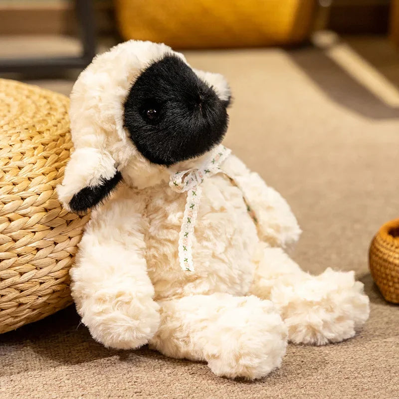 3 Sizes Cartoon Black Face Little Sheep Plush Toys Cozy Fluffy Lace Bow Tie Sheep Doll Gentle Kids Appease Doll Sweet Gift