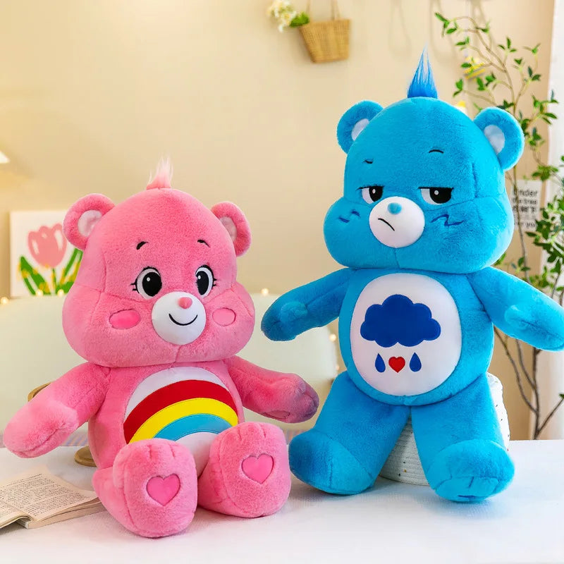 30cm Kawaii Care Bears Plush Toy - Rainbow Cheer Bear, Grumpy Cloud Bear, Purple Share Bear - Cute Anime Stuffed Animal with Healing Quotes for Bedroom Decor, Gifts